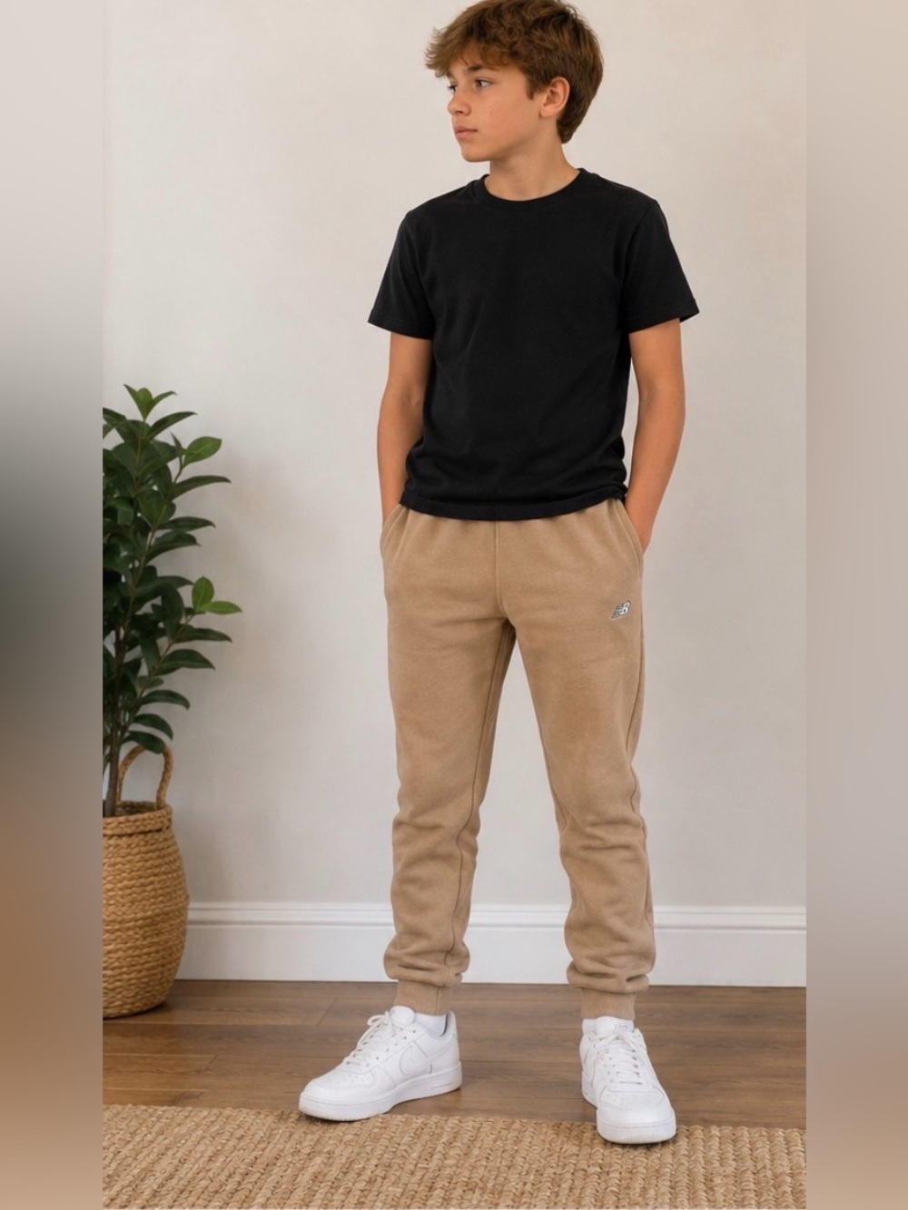 New Balance Youth Fleece Jogger Sweatpants Tan NWT Size Large 14/16